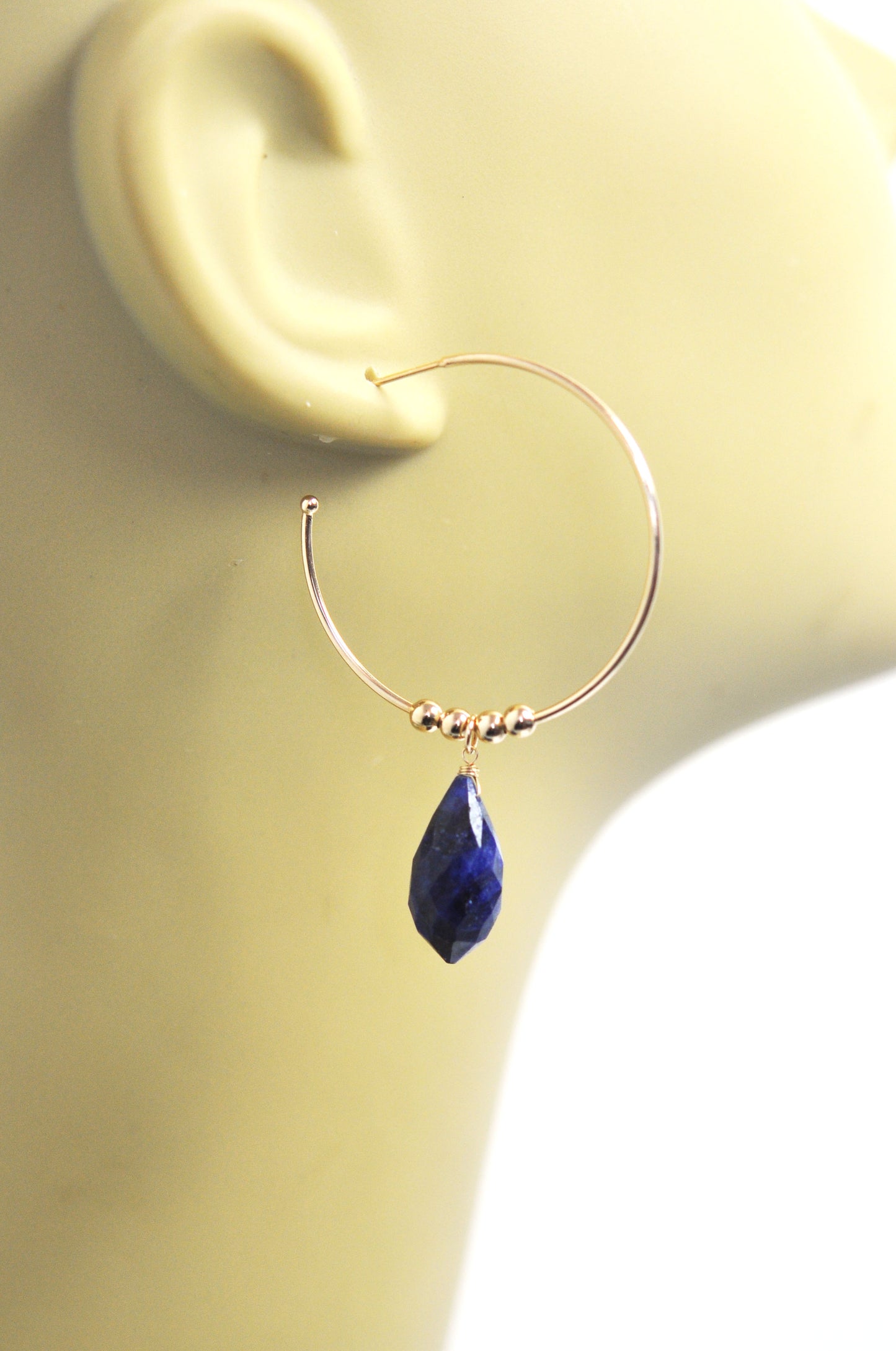Blue Sapphire Hoop Earrings