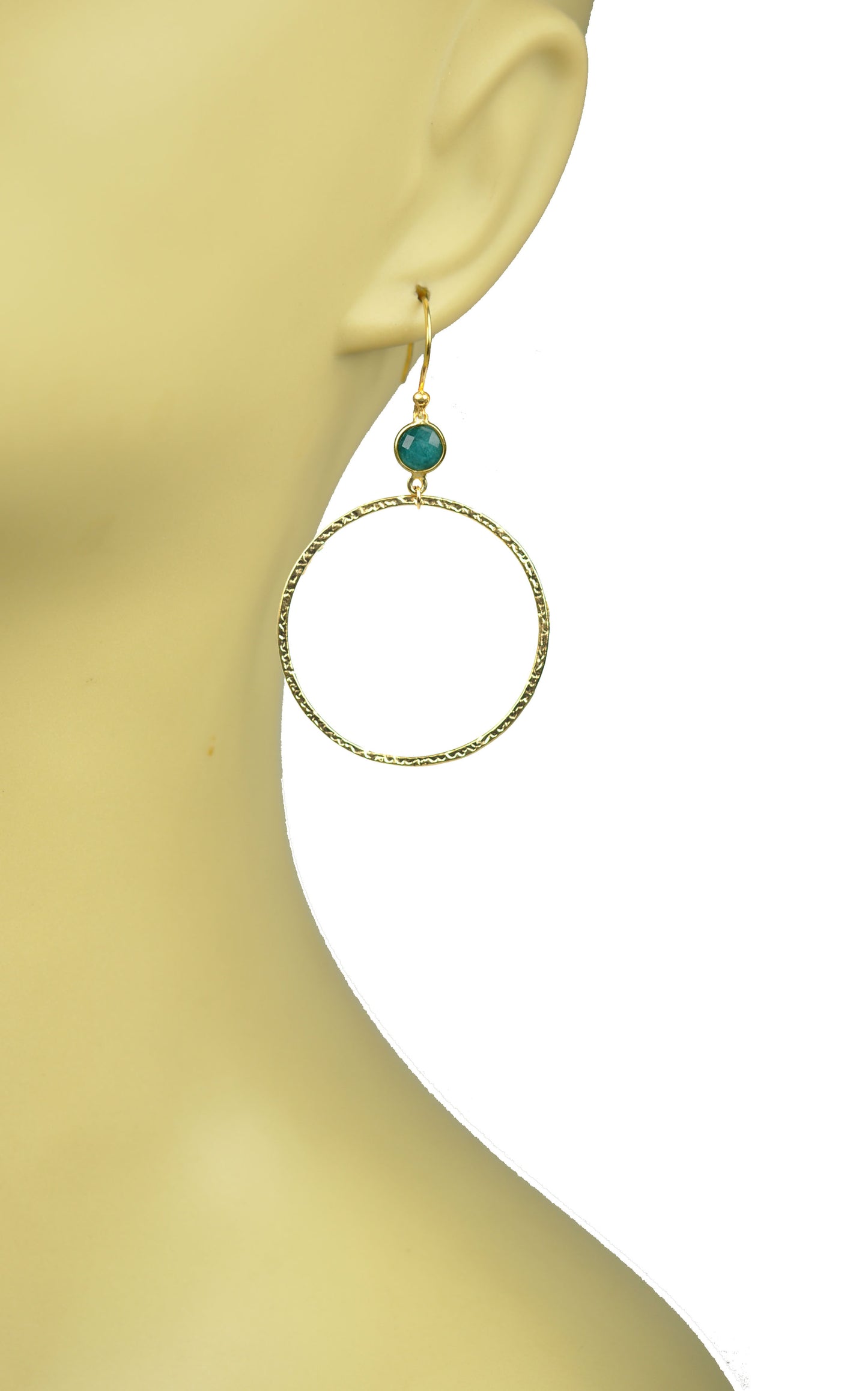 Emerald Bezel Circle Earrings