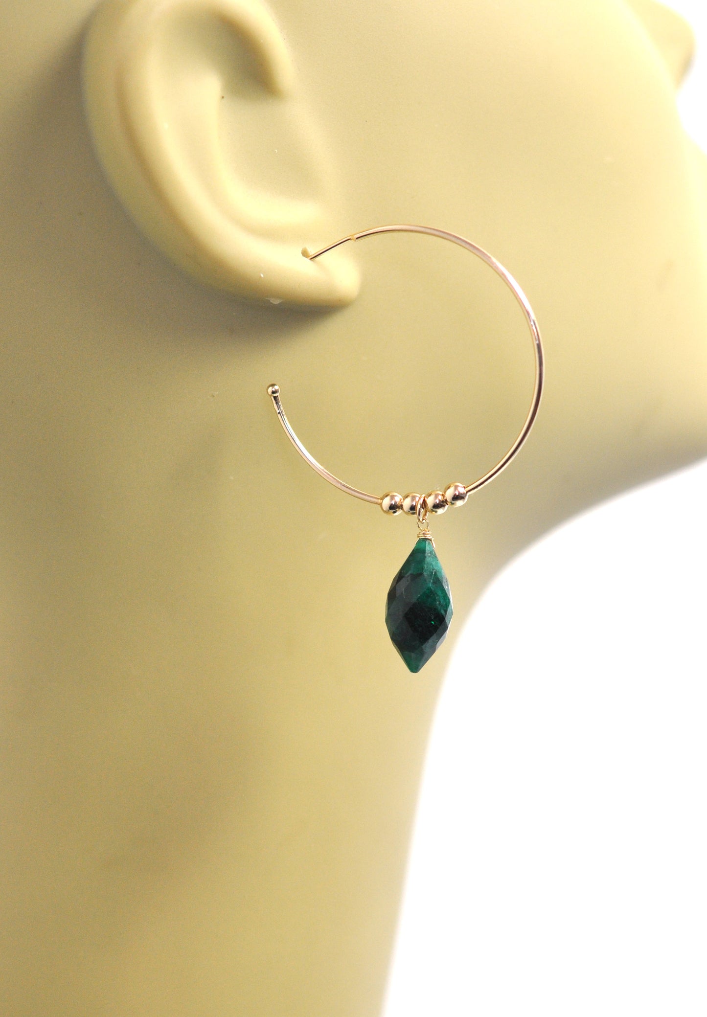 Emerald Hoop Earrings